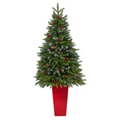 5' Pre-Lit Potted Snow Tipped Mini Artificial Christmas Tree, Clear LED Lights 13 5' Pre-Lit Potted Snow Tipped Mini Artificial Christmas Tree, Clear LED Lights -Optimal Christmas Shop dnnl20t2311 4 60532.1680557247