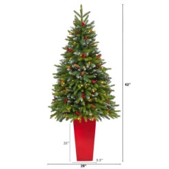 5' Pre-Lit Potted Snow Tipped Mini Artificial Christmas Tree, Clear LED Lights 17 5' Pre-Lit Potted Snow Tipped Mini Artificial Christmas Tree, Clear LED Lights -Optimal Christmas Shop dnnl20t2311 8 52007.1680557249