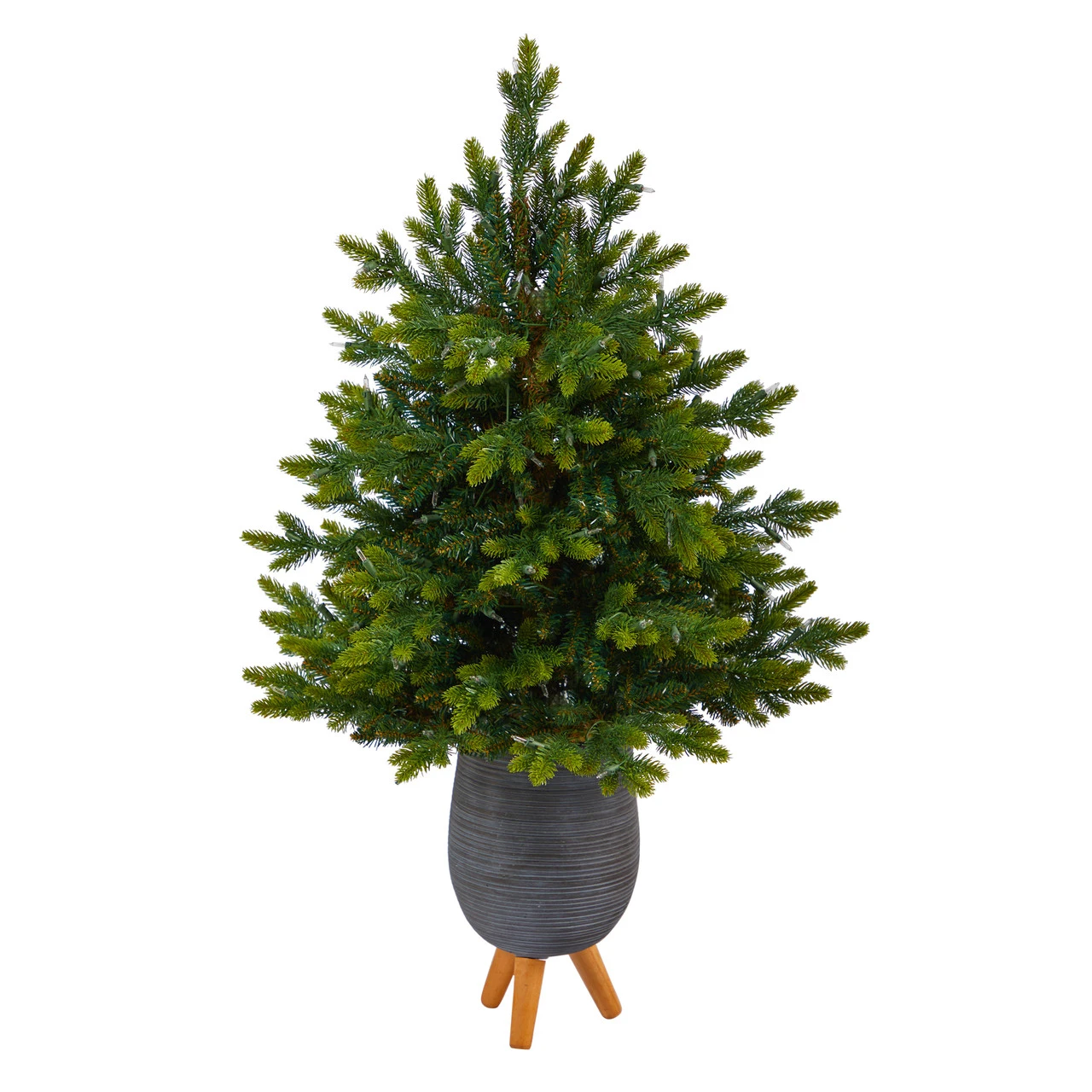 3.5’ Pre-Lit Potted North Carolina Fir Artificial Christmas Tree, Clear Lights 4 3.5’ Pre-Lit Potted North Carolina Fir Artificial Christmas Tree, Clear Lights - Image 2