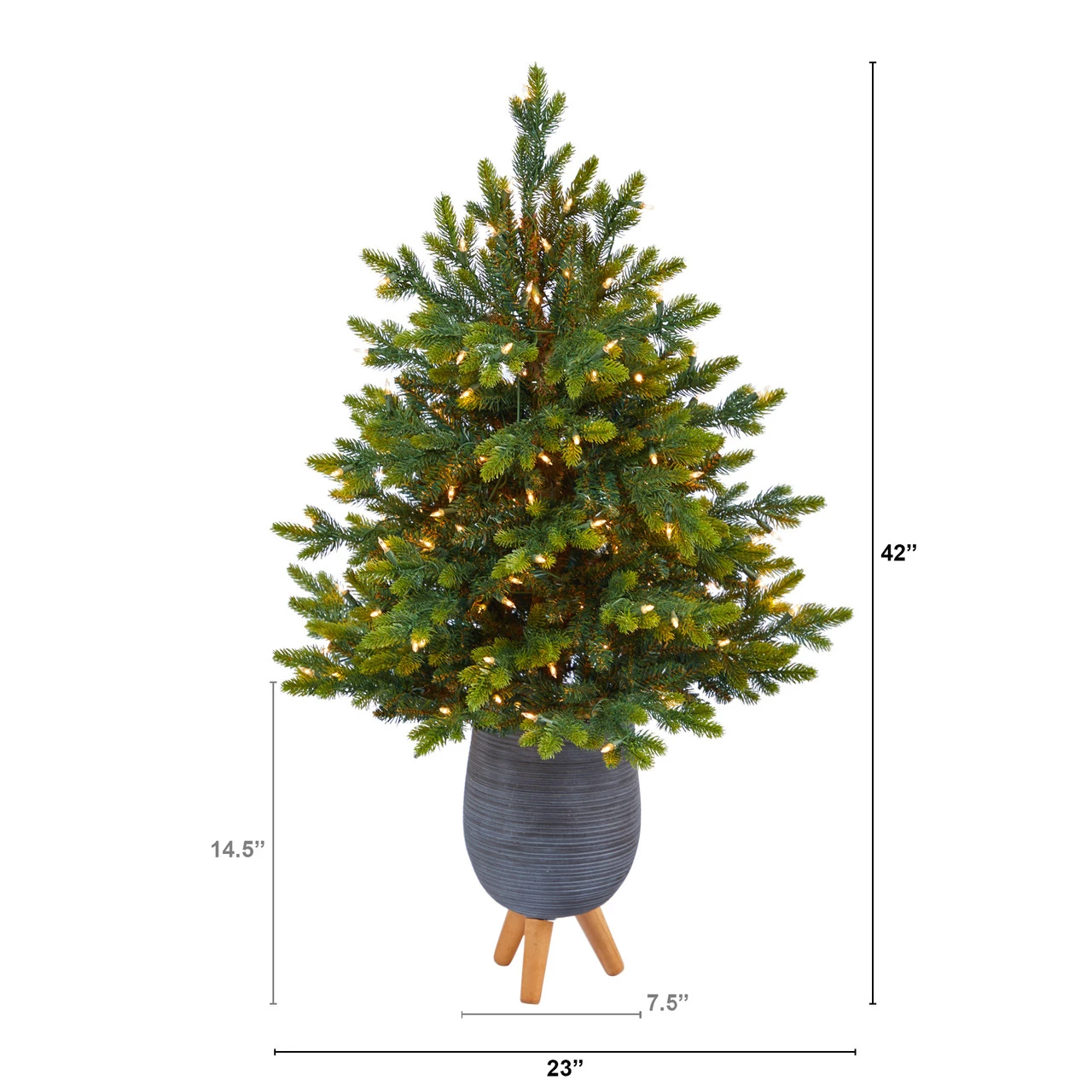 3.5’ Pre-Lit Potted North Carolina Fir Artificial Christmas Tree, Clear Lights 5 3.5’ Pre-Lit Potted North Carolina Fir Artificial Christmas Tree, Clear Lights - Image 3
