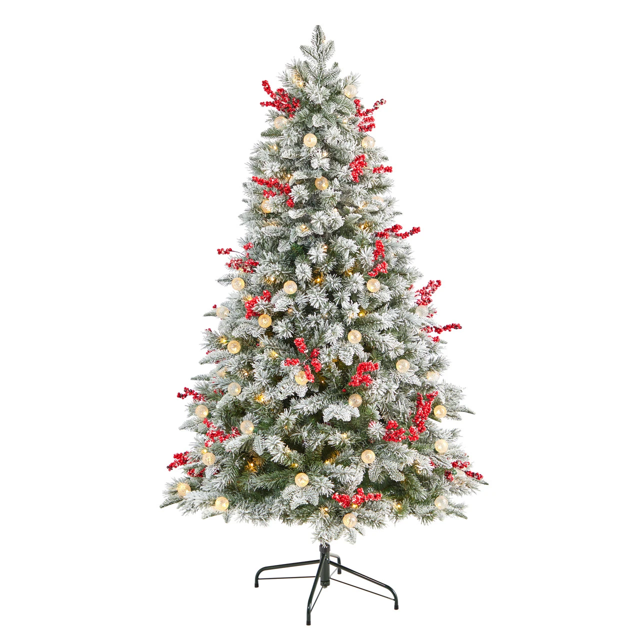 6’ Pre-Lit Flocked Artificial Christmas Tree, Warm Clear LED Lights 3 6’ Pre-Lit Flocked Artificial Christmas Tree, Warm Clear LED Lights