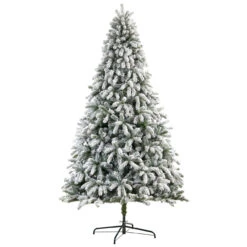 9' Pre-Lit South Carolina Spruce Flocked Artificial Christmas Tree, Clear LED Lights -Optimal Christmas Shop dnnl20t3336 3 02690.1681494693