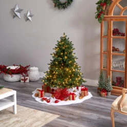 5’ Pre-Lit Flocked North Carolina Fir Artificial Christmas Tree, Warm White Lights -Optimal Christmas Shop dnnl20t3337 3 60458.1680557238