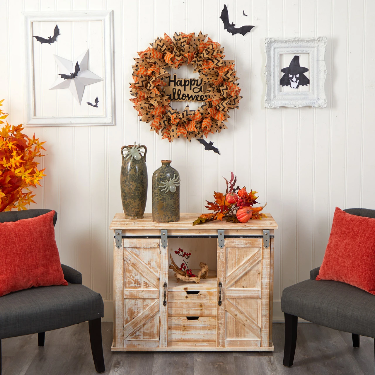 Burlap Ribbon "Happy Halloween" Artificial Wreath, 30-Inch 5 Burlap Ribbon "Happy Halloween" Artificial Wreath, 30-Inch - Image 3