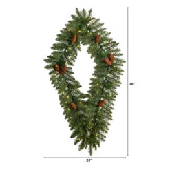Pre-Lit Pinecone Artificial Diamond Christmas Wreath, 36-Inch, Clear LED Lights -Optimal Christmas Shop dnnl20w1292 7 94033.1680733115