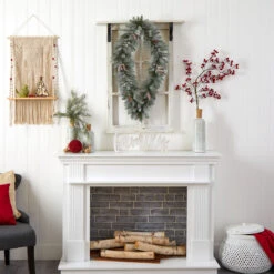 Pre-Lit Diamond Flocked Artificial Christmas Wreath, 36-Inch, Warm White LED Lights -Optimal Christmas Shop dnnl20w1293 5 16185.1681393887