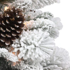 4.5' Pre-lit Potted Flocked Pine Slim Artificial Christmas Tree, Clear Lights 7 4.5' Pre-lit Potted Flocked Pine Slim Artificial Christmas Tree, Clear Lights -Optimal Christmas Shop dpul 01062 stf45c1 2 09181.1688545588