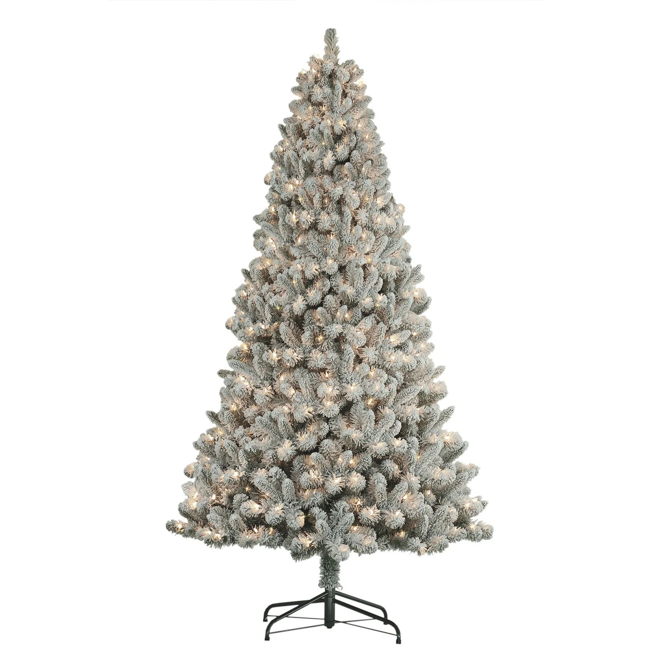7.5' Pre-Lit Flocked Virginia Pine Artificial Christmas Tree, Clear Lights 3 7.5' Pre-Lit Flocked Virginia Pine Artificial Christmas Tree, Clear Lights
