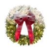 Pre-Lit Half Flocked Artificial Christmas Wreath, 30-Inch, Clear Lights