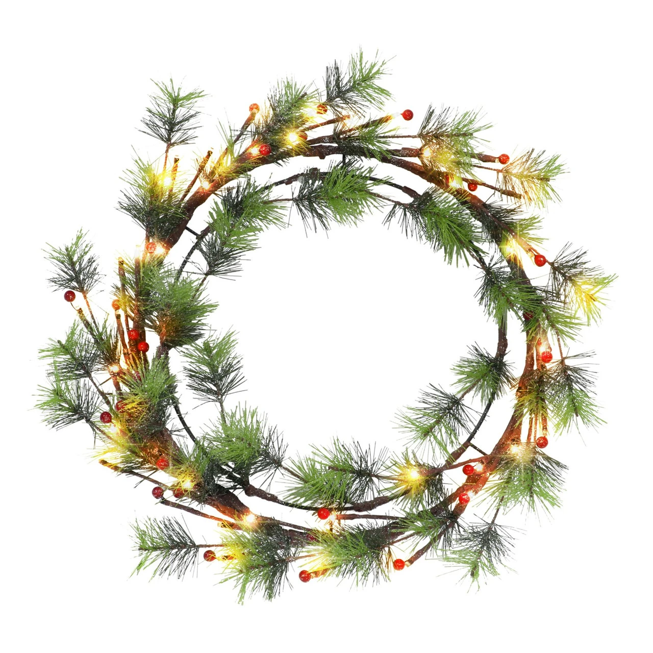 Pre-Lit Glittery Pine LED Lighted Artificial Christmas Wreath, 24-Inch, Warm Lights 3 Pre-Lit Glittery Pine LED Lighted Artificial Christmas Wreath, 24-Inch, Warm Lights