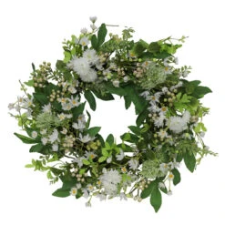 Green And White Daisy Faux Twig Spring Mixed Floral Wreath - 24-Inch, Unlit