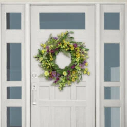 Yellow And Purple Daisy Faux Twig Spring Mixed Floral Wreath - 24-Inch, Unlit -Optimal Christmas Shop dpul 305 dw0623 24 3 05253.1667563209