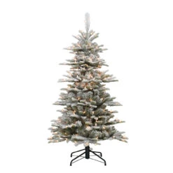4.5' Pre-Lit Slim Flocked Aspen Fir Artificial Christmas Tree, Clear Lights