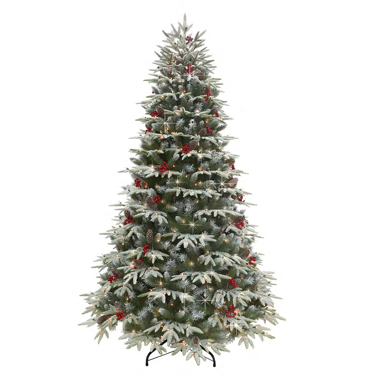 6.5' Pre-lit Flocked Halifax Fir Artificial Christmas Tree, Clear Lights 3 6.5' Pre-lit Flocked Halifax Fir Artificial Christmas Tree, Clear Lights