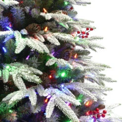 7.5' Pre-lit Flocked Halifax Fir Artificial Slim Christmas Tree, Color Select LED Lights 8 7.5' Pre-lit Flocked Halifax Fir Artificial Slim Christmas Tree, Color Select LED Lights -Optimal Christmas Shop dpul hx 75f5ld7 3 65341.1688153968