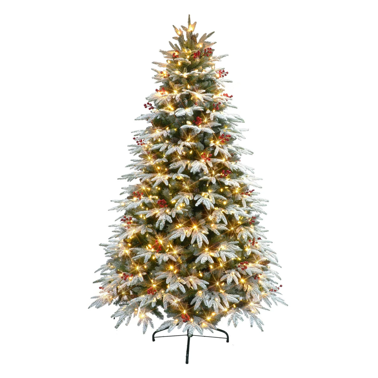 7.5' Pre-lit Flocked Halifax Fir Artificial Slim Christmas Tree, Color Select LED Lights 6 7.5' Pre-lit Flocked Halifax Fir Artificial Slim Christmas Tree, Color Select LED Lights - Image 4