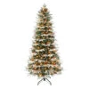 7.5' Pre-Lit Slim Flocked Halifax Fir Artificial Christmas Tree, Clear Lights -Optimal Christmas Shop dpul hxsl 75c5 1 85453.1688471980
