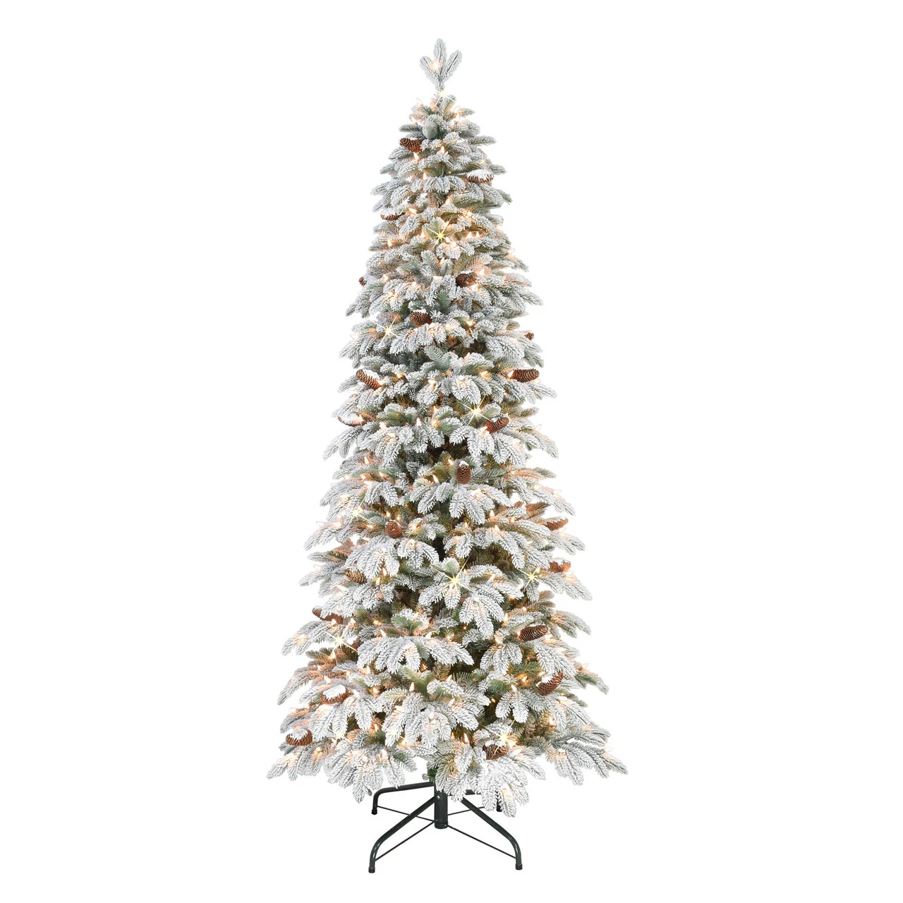 7.5' Pre-Lit Flocked Slim Spruce Artificial Christmas Tree With Clear Incandescent Lights 3 7.5' Pre-Lit Flocked Slim Spruce Artificial Christmas Tree With Clear Incandescent Lights