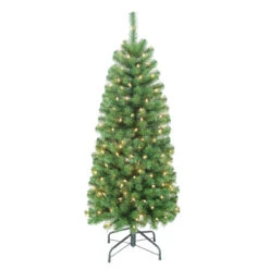 4.5' Pre-Lit Pencil Northern Fir Artificial Christmas Tree, Clear Lights