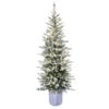 6' Pre-Lit Potted Flocked Arctic Fir Christmas Tree With Warm White LED Lights -Optimal Christmas Shop dpul pto9760 60lw120 1 18474.1667535507