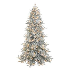 7.5' Pre-lit Flocked Royal Majestic Douglas Fir Downswept Artificial Christmas Tree, Color Select LED Lights -Optimal Christmas Shop dpul rmddf 75qld7 3 95958.1688153513