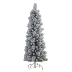 4.5' Pre-Lit Pencil Green Flocked Artificial Christmas Tree, Unlit