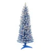 4.5' Pre-Lit Pencil Flocked Blue Artificial Christmas Tree, Clear Lights -Optimal Christmas Shop dpul tpf9612 45c1 bl 1 67864.1668756794