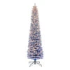 6.5' Pre-lit Flocked Fashion Blue Pencil Artificial Christmas Tree, Clear Lights -Optimal Christmas Shop dpul tpf9612 65c2 bl 1 27692.1688183108
