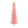 7.5' Pre-lit Flocked Fashion Pink Pencil Artificial Christmas Tree, Clear Lights -Optimal Christmas Shop dpul tpf9612 75c3 pk 1 24732.1688154562