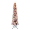 7.5' Pre-lit Flocked Fashion Purple Pencil Artificial Christmas Tree, Clear Lights -Optimal Christmas Shop dpul tpf9612 75c3 pp 1 50284.1688154621