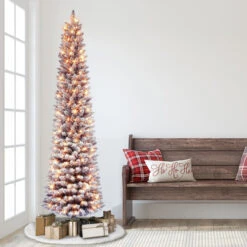 7.5' Pre-lit Flocked Fashion Purple Pencil Artificial Christmas Tree, Clear Lights 6 7.5' Pre-lit Flocked Fashion Purple Pencil Artificial Christmas Tree, Clear Lights -Optimal Christmas Shop dpul tpf9612 75c3 pp 2 98536.1688154622