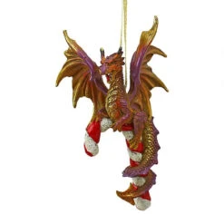 5" Dragon Hanging On A Candy Cane Holiday Ornament -Optimal Christmas Shop dragoncandy 2 98715.1667614607