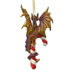 5" Dragon Hanging On A Candy Cane Holiday Ornament -Optimal Christmas Shop dragoncandy 4 02235.1667614608