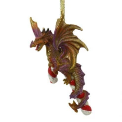 5" Dragon Hanging On A Candy Cane Holiday Ornament -Optimal Christmas Shop dragoncandy 5 61431.1667614608