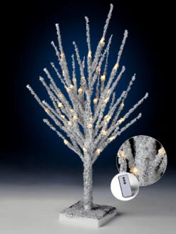 2' Pre-Lit Silver Artificial Christmas Tree, Warm White LED Lights -Optimal Christmas Shop drirb20mtx69189 silv 2 41702.1686600716
