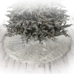 64” White Plush Round Christmas Tree Skirt -Optimal Christmas Shop drirb20mtx69837 wht 2 76704.1687541093