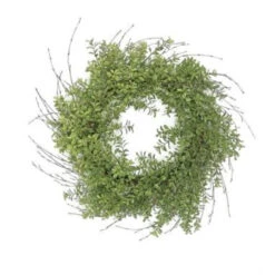 Boxwood Nature Inspired Artificial Spring Wreath, Green 24-Inch
