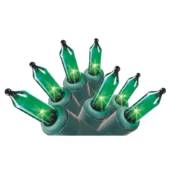 100-Count Teal Green Mini Christmas Light Set, 34.1 Ft Green Wire