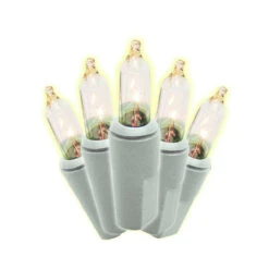 Set Of 2 Clear Mini Christmas Lights, 33 Ft White Wire