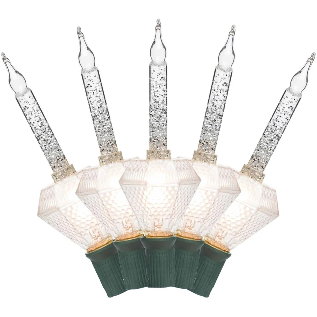 Set Of 2 Clear Diamond Shaped Retro Christmas Bubble Lights, 6 Ft Green Wire 3 Set Of 2 Clear Diamond Shaped Retro Christmas Bubble Lights, 6 Ft Green Wire
