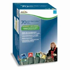 4' X 4' Multi-Color 70 LED Wide Angle Net Style Christmas Lights - Green Wire