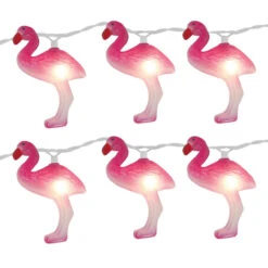 Set Of 10 Tropical Pink Flamingo Novelty Christmas Lights - 11 Ft White Wire -Optimal Christmas Shop dstar 96 602 00 2 08654.1667681894