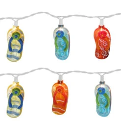 Set Of 10 Tropical Beach Flip Flop Sandal Novelty Christmas Lights - 11 Ft White Wire