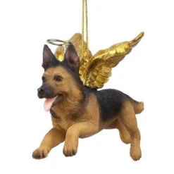 4" Flying German Shepherd Hand Painted Holiday Ornament