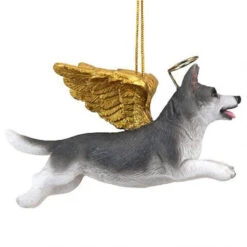 4" Flying Siberian Husky Dog Hand Painted Holiday Ornament -Optimal Christmas Shop dtosc20jh170720 5 52853.1667615108