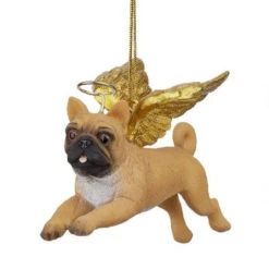 4" Flying Pug Hand Painted Holiday Ornament