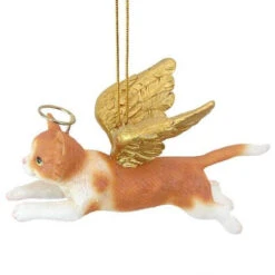 4" Flying Orange Cat Hand Painted Holiday Ornament -Optimal Christmas Shop dtosc20jh170738 3 24779.1667615225