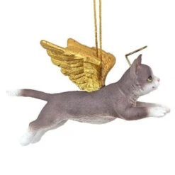 4" Flying Gray Cat Hand Painted Holiday Ornament -Optimal Christmas Shop dtosc20jh170740 3 39708.1667615228