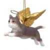 4" Flying Gray Cat Hand Painted Holiday Ornament -Optimal Christmas Shop dtosc20jh170740 67383.1667615228