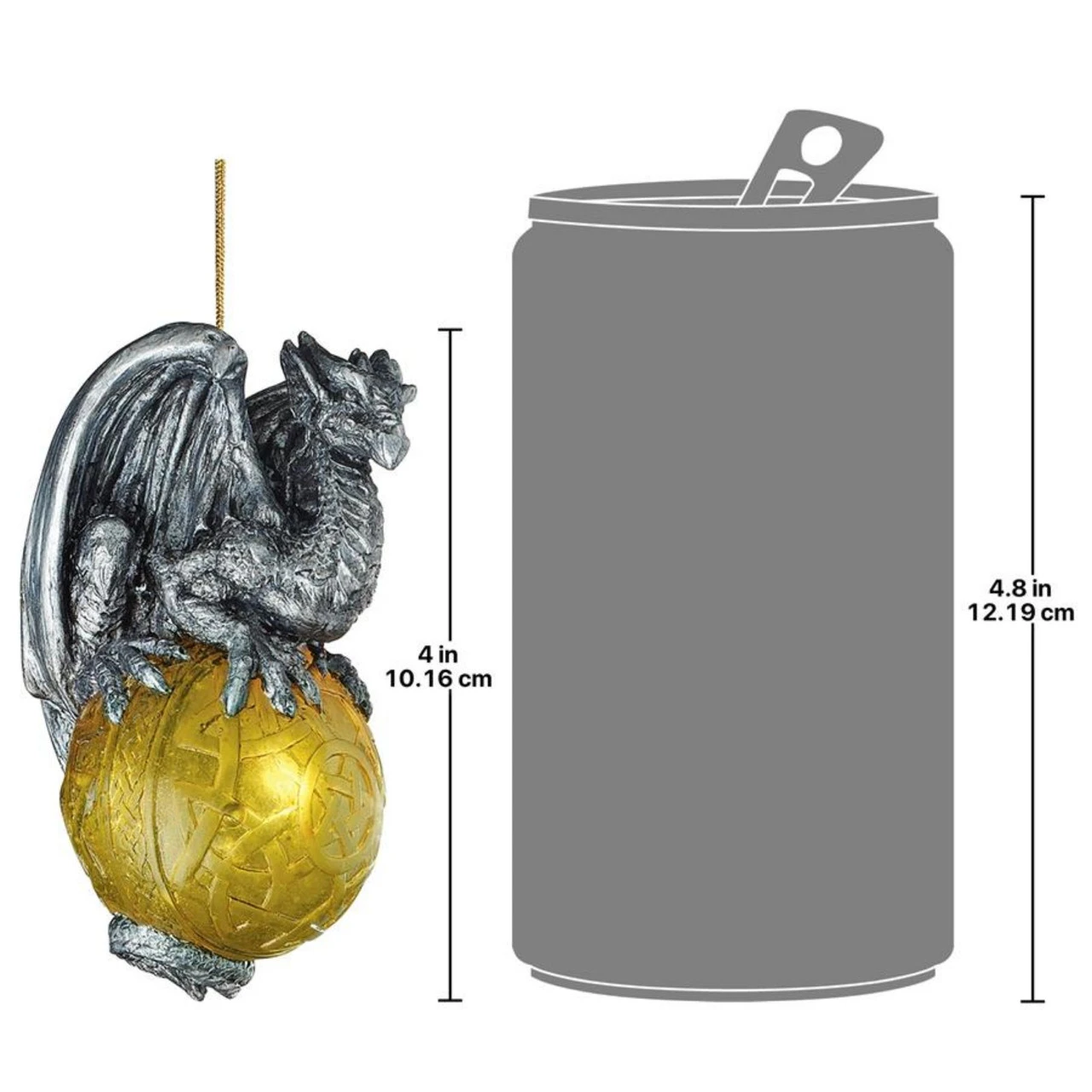 4" Gray And Gold Gothic Portal Dragon Christmas Ornament 5 4" Gray And Gold Gothic Portal Dragon Christmas Ornament - Image 3